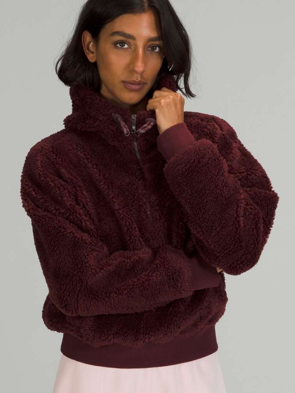 Lululemon Textured fleece 1/2 zip pullover sweater - Red Merlot